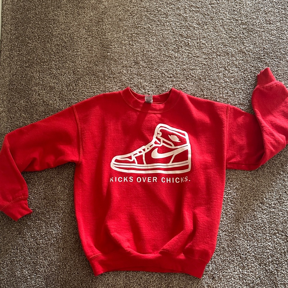 Gildan Red Kids Sweatshirt with Sneaker Design